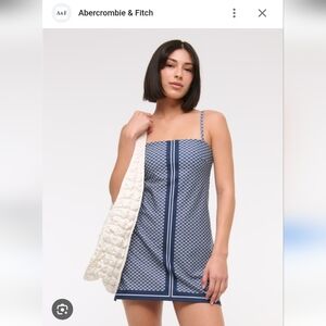 New Abercrombie & Fitch Navy Geometric Mini Dress